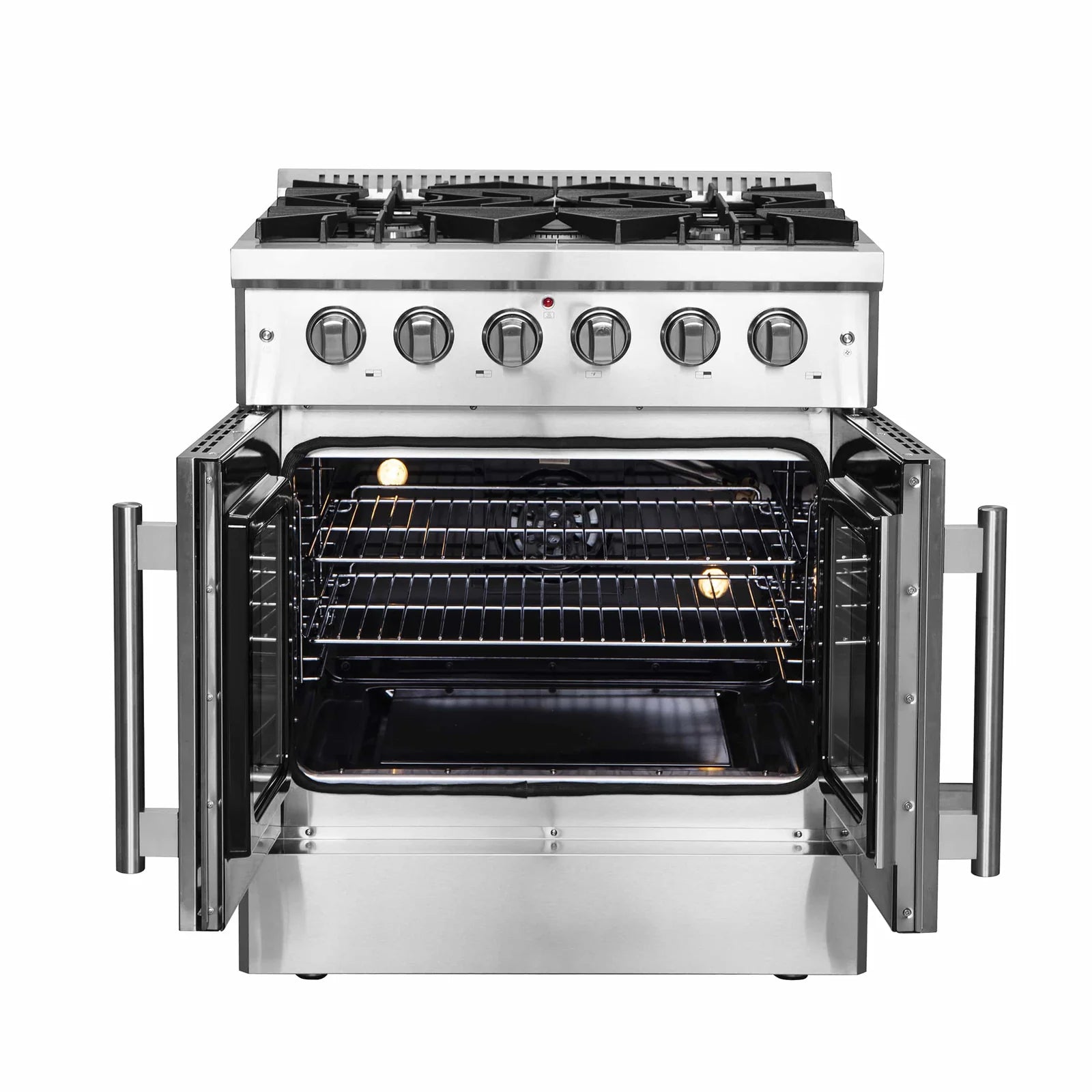 Forno 30-Inch Vittorio French Door Gas Range with 5 Sealed Burners and 68,000 BTUs in Stainless Steel - FFSGS6444-30