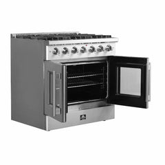 Forno 36-Inch Vittorio French Door Gas Range with 6 Sealed Burners and 83,000 BTUs in Stainless Steel - FFSGS6444-36