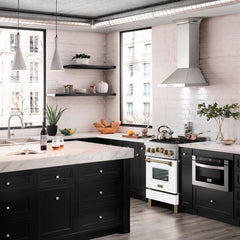 ZLINE Autograph Edition 24" 2.8 cu. ft. Range with Gas Stove and Gas Oven in DuraSnow® Stainless Steel with White Matte Door and Matte Black Accents - RGSZ-WM-24-MB