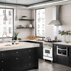 ZLINE Autograph Edition 24" 2.8 cu. ft. Range with Gas Stove and Gas Oven in DuraSnow® Stainless Steel with White Matte Door and Matte Black Accents - RGSZ-WM-24-MB
