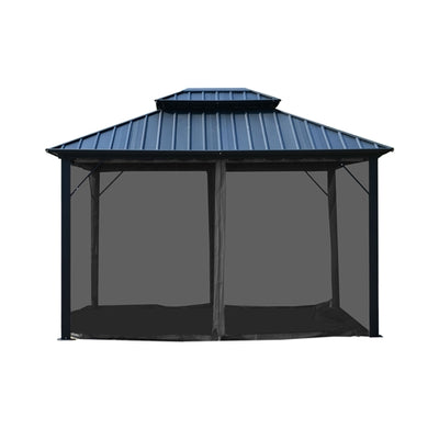 Aleko Double Roof Aluminum and Steel Frame Hardtop Gazebo with Mosquito Net - 12 x 10 Feet - GAZM10X12-AP