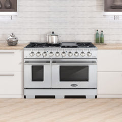 Cosmo 48" Commercial-Style  5.5 cu. ft. Double Oven Gas Range with 8 Italian Burners and Heavy Duty Cast Iron Grates in Stainless Steel - COS-GRP486G