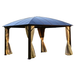 Aleko Hardtop Gazebo with Removable Mesh Walls and Curtains - 12 x 12 Feet - GZBHR02-AP