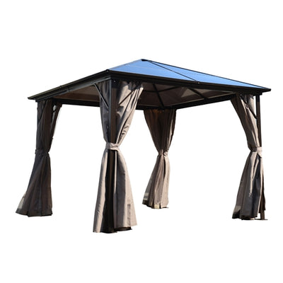 Aleko Aluminum Frame Hardtop Gazebo with Removable Mesh Walls and Curtains - 10 x 10 Feet - GZBHR03-AP