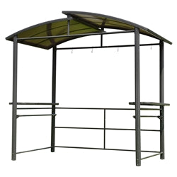 Aleko Aluminum Frame Hardtop BBQ Gazebo with Serving Tables - 8 x 5 x 8 Feet - GZBHTG01-AP