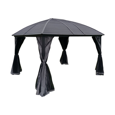 Aleko Hardtop Round Roof Patio Gazebo with Mosquito Net - 12 x 10 Feet - GZM10X12-AP