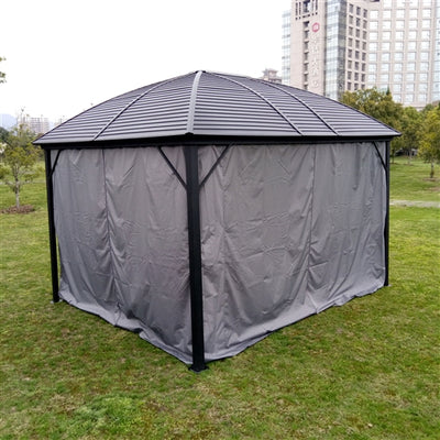 Aleko UV-Protective Polyester Curtain Panels for Hardtop Round Roof Gazebo - 12 x 10 Feet - Gray - GZM10X12C-AP