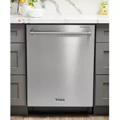 Thor Kitchen Package - 30 In. Propane Gas Range, Range Hood, Refrigerator with Water and Ice Dispenser, Dishwasher