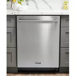 Thor Kitchen Package - 36 in. Natural Gas Range, Range Hood, Microwave Drawer, Refrigerator, Dishwasher