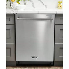 Thor Kitchen Package - 30 In. Propane Gas Burner/Electric Oven Range, Range Hood, Refrigerator with Water and Ice Dispenser, Dishwasher, Wine Cooler
