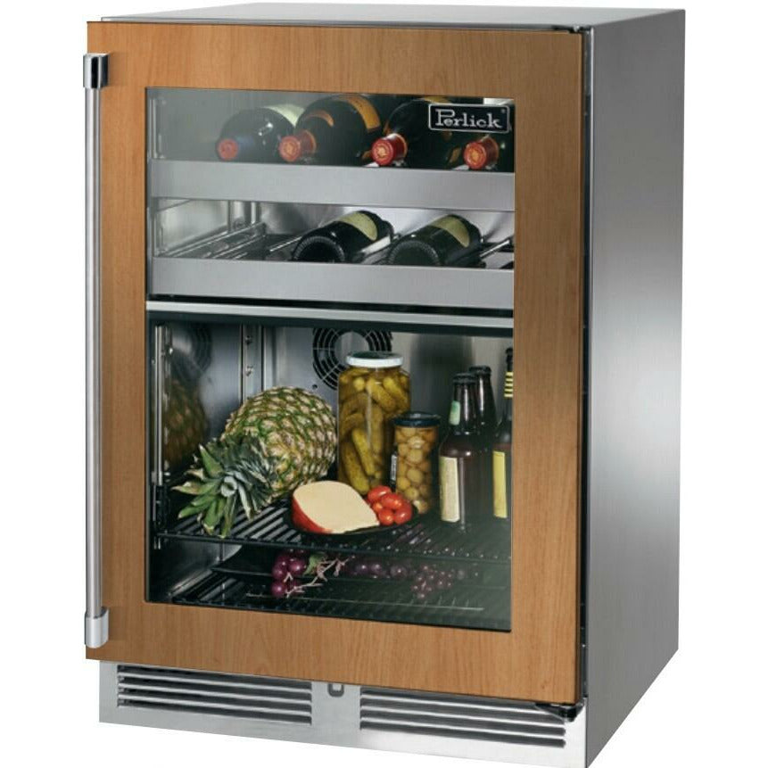 Perlick 24" Dual Zone Refrigerator and Wine Reserve with 14 Bottle and 44 Can Capacity, Panel Ready Door - HP24CO-4-4