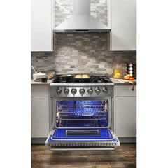 Thor Kitchen Package - 36 in. Propane Gas Burner/Electric Oven Range, Dishwasher, Refrigerator
