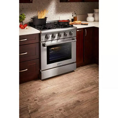 Thor Kitchen Package - 30 in. Propane Gas Range, Refrigerator with Water and Ice Dispenser, Dishwasher