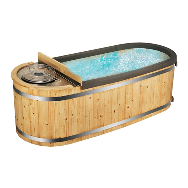 Aleko Natural Pine Hot Tub with Charcoal Stove - 2 Person - 132 Gallon - HT2PIN-AP