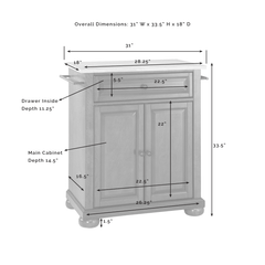 Crosley Alexandria 31 Inch Stainless Steel Top Portable Kitchen Island/Cart - KF30022A