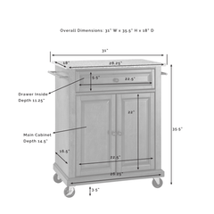 Crosley Compact 31 Inch Granite Top Kitchen Cart -  KF30023E