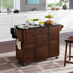 Crosley Eleanor 51.50 Inch Granite Top Kitchen Cart Mahogany - KF30174EMA