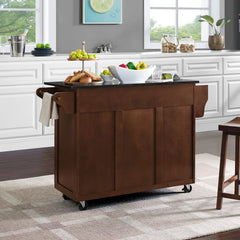 Crosley Eleanor 51.50 Inch Granite Top Kitchen Cart Mahogany - KF30174EMA