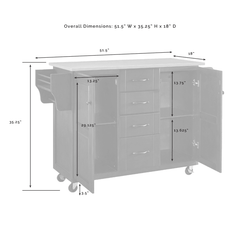 Crosley Eleanor 51.50 Inch Granite Top Kitchen Cart Mahogany - KF30174EMA