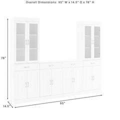 Crosley Stanton 3pc Sideboard And Glass Door Pantry Set White - KF33036WH
