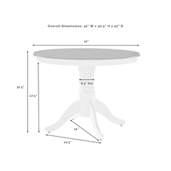 Crosley Shelby 42 Inch Round Dining Table Distressed-White - KF33100WH