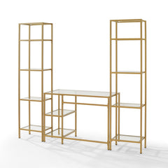 Crosley Aimee 78 Inch 3pc Desk And Etagere Set - KF65005GL