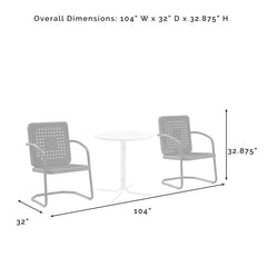 Crosley Bates 104 Inch 3pc Outdoor Metal Bistro Set - KO10009