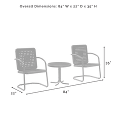 Crosley Bates 84 Inch 3pc Outdoor Metal Chair Set - KO10019