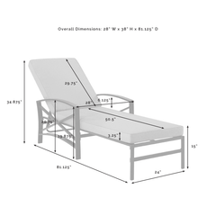 Crosley Kaplan Outdoor Metal Chaise Lounge - KO60018WH