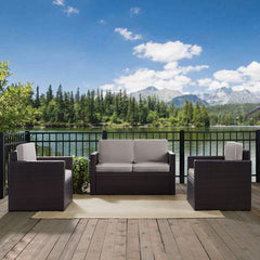 Crosley Palm Harbor 126.50 Inch 3pc Outdoor Wicker Conversation Set - KO70003BR