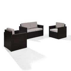 Crosley Palm Harbor 126.50 Inch 3pc Outdoor Wicker Conversation Set - KO70003BR