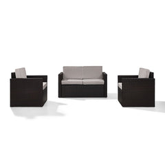 Crosley Palm Harbor 126.50 Inch 3pc Outdoor Wicker Conversation Set - KO70003BR