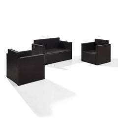 Crosley Palm Harbor 126.50 Inch 3pc Outdoor Wicker Conversation Set - KO70003BR