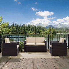 Crosley Palm Harbor 126.50 Inch 3pc Outdoor Wicker Conversation Set - KO70003BR