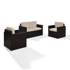 Crosley Palm Harbor 126.50 Inch 3pc Outdoor Wicker Conversation Set - KO70003BR