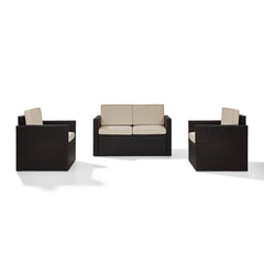 Crosley Palm Harbor 126.50 Inch 3pc Outdoor Wicker Conversation Set - KO70003BR