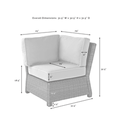 Crosley Bradenton 31.50 Inch Outdoor Wicker Sectional Corner Chair - KO70018