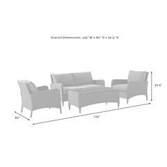 Crosley Kiawah 135 Inch 4pc Outdoor Wicker Conversation Set - KO70028BR