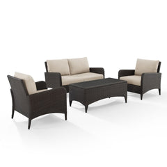 Crosley Kiawah 135 Inch 4pc Outdoor Wicker Conversation Set - KO70028BR