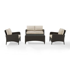 Crosley Kiawah 135 Inch 4pc Outdoor Wicker Conversation Set - KO70028BR