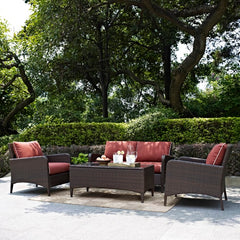 Crosley Kiawah 135 Inch 4pc Outdoor Wicker Conversation Set - KO70028BR