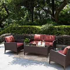 Crosley Kiawah 135 Inch 4pc Outdoor Wicker Conversation Set - KO70028BR
