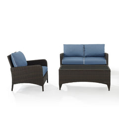 Crosley Kiawah 103 Inch 3pc Outdoor Wicker Conversation Set - KO70031BR
