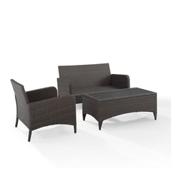 Crosley Kiawah 103 Inch 3pc Outdoor Wicker Conversation Set - KO70031BR