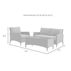 Crosley Kiawah 103 Inch 3pc Outdoor Wicker Conversation Set - KO70031BR