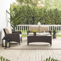 Crosley Kiawah 103 Inch 3pc Outdoor Wicker Conversation Set - KO70031BR