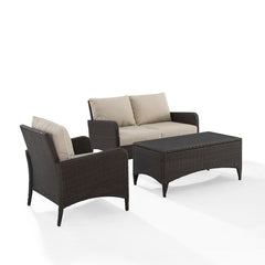 Crosley Kiawah 103 Inch 3pc Outdoor Wicker Conversation Set - KO70031BR