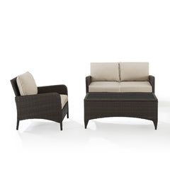 Crosley Kiawah 103 Inch 3pc Outdoor Wicker Conversation Set - KO70031BR