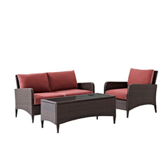 Crosley Kiawah 103 Inch 3pc Outdoor Wicker Conversation Set - KO70031BR