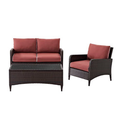 Crosley Kiawah 103 Inch 3pc Outdoor Wicker Conversation Set - KO70031BR